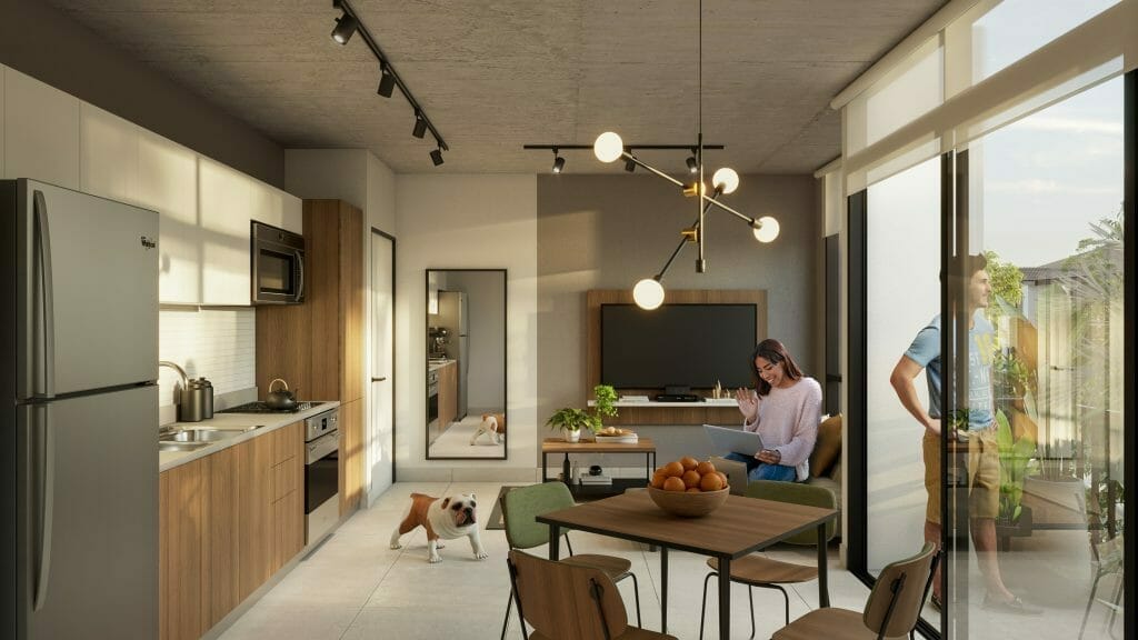 Vista interna del apartamento del proyecto Begin coliving en panam&aacute;