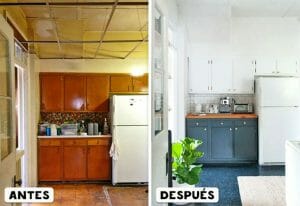 Cocina obscura antes y cocina clara despu&eacute;s