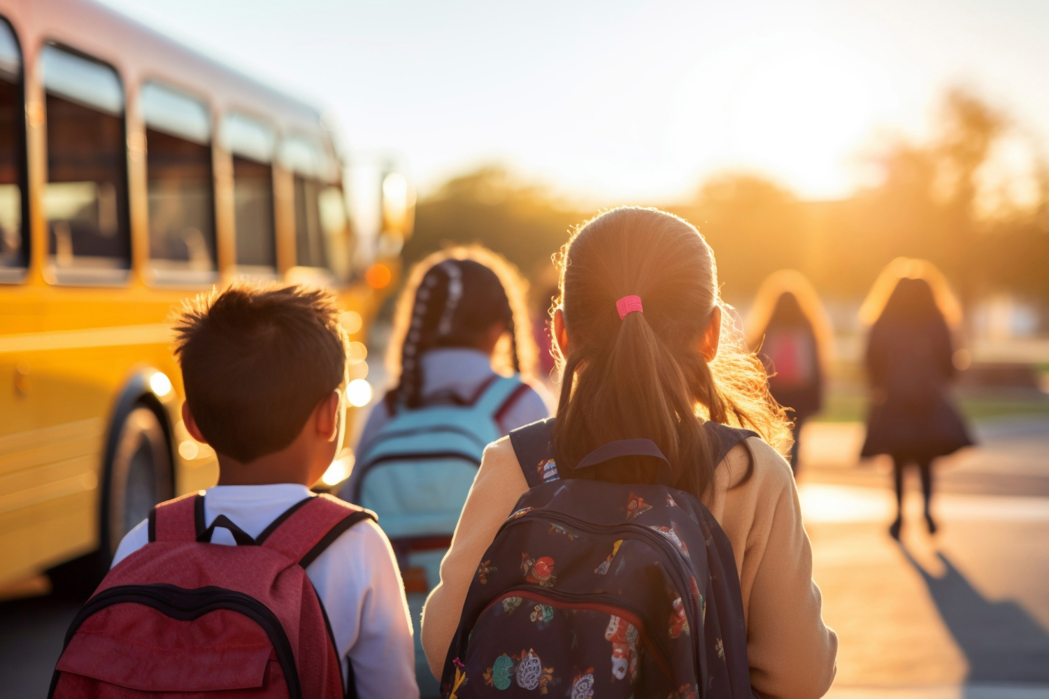 Ni&ntilde;os en transporte escolar
